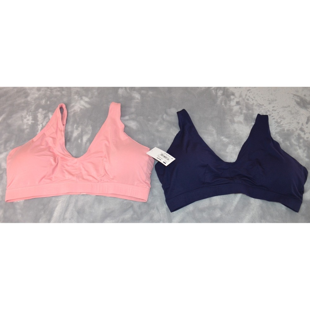Nordstrom Rack 2 Pack Womens Bra Bralette Size XL Navy Blue & Pink Wire Free New
